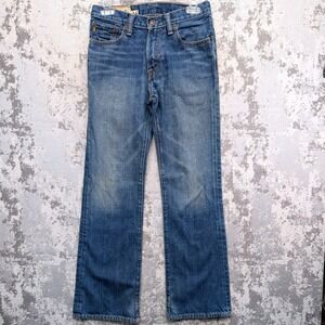 Abercrombie Kids Baxter Low Rise Slim Bootcut Jeans Blue Distressed Size 14 Slim